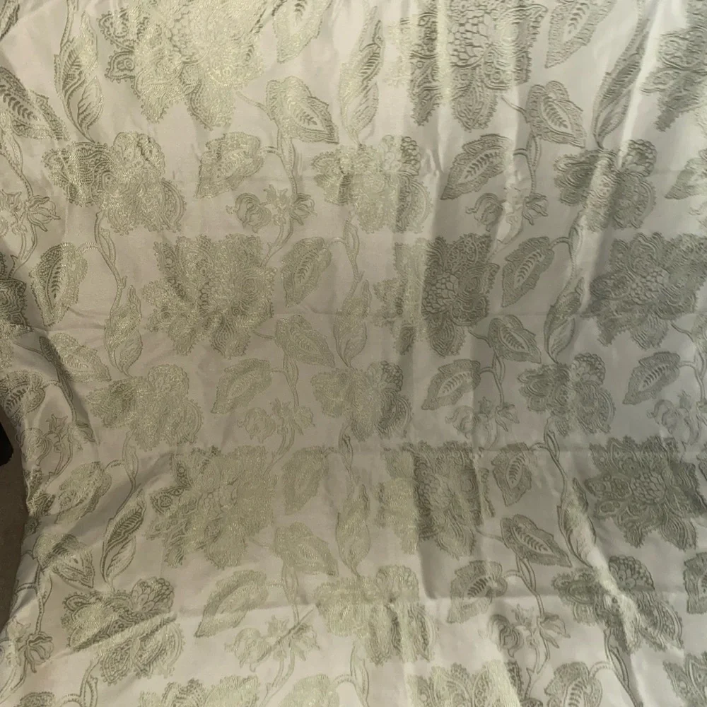 Pier 1 Imports Cream Sage Textured Paisley Grommet Elegant Curtain Panel 50x84”